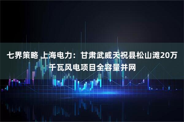 七界策略 上海电力：甘肃武威天祝县松山滩20万千瓦风电项目全容量并网
