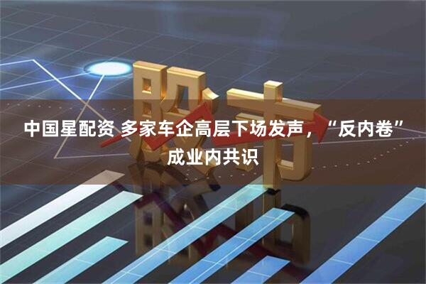 中国星配资 多家车企高层下场发声，“反内卷”成业内共识