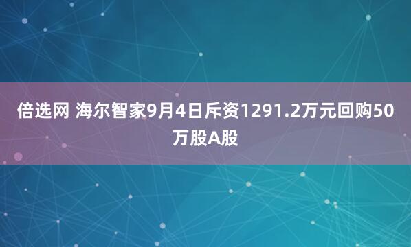 倍选网 海尔智家9月4日斥资1291.2万元回购50万股A股